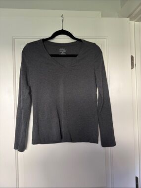 Banana Republic Factory Charcoal Gray V-Neck Long Sleeve Top